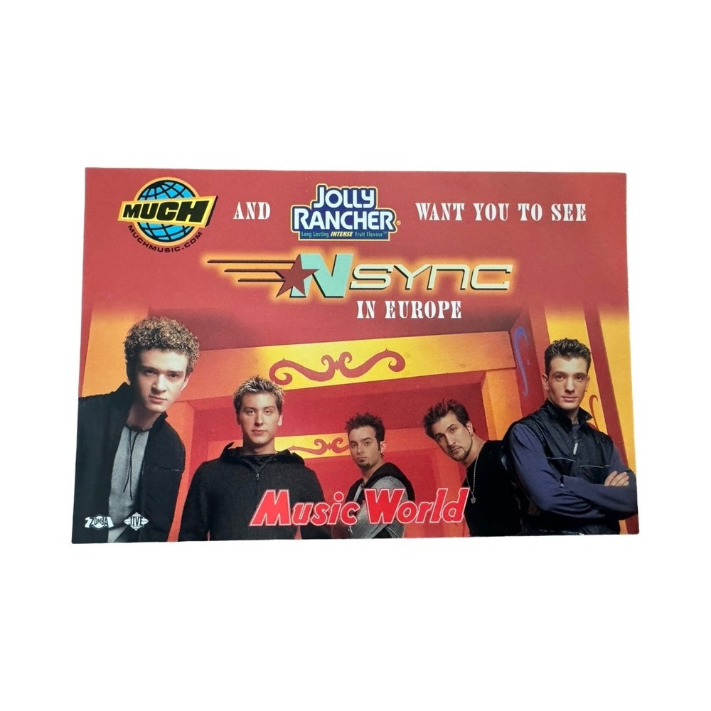 Vintage 2000 NSYNC In Europe MuchMusic‎ Jolly Rancher Promo Postcard Unused